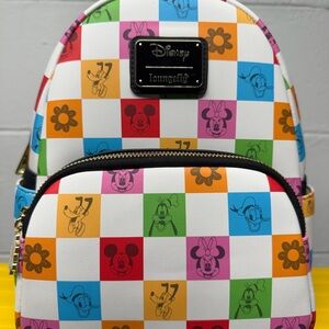 Disney Loungefly Mickey & Friends Checkered Mini Backpack